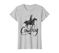 Cowboy America Far West Cowboys États-Unis T-Shirt, Femme, Argent, XL