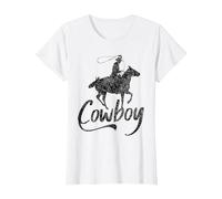 Cowboy America Far West Cowboys États-Unis T-Shirt, Femme, Blanc, M