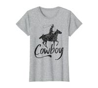 Cowboy America Far West Cowboys États-Unis T-Shirt, Femme, Gris Chiné, S