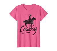 Cowboy America Far West Cowboys États-Unis T-Shirt, Femme, Rose Chiné, S