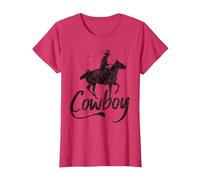 Cowboy America Far West Cowboys États-Unis T-Shirt, Femme, Rouge Chiné, M