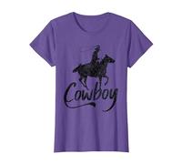 Cowboy America Far West Cowboys États-Unis T-Shirt, Femme, Violet Chiné, S