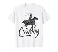 Cowboy America Far West Cowboys États-Unis T-Shirt, Homme, Blanc, S