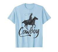 Cowboy America Far West Cowboys États-Unis T-Shirt, Homme, Bleu Céleste, XXL