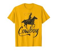 Cowboy America Far West Cowboys États-Unis T-Shirt, Homme, Doré Vif, S