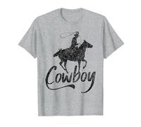 Cowboy America Far West Cowboys États-Unis T-Shirt, Homme, Gris Chiné, S