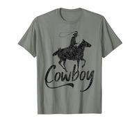 Cowboy America Far West Cowboys États-Unis T-Shirt, Homme, Vert Kaki chiné, S