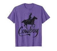 Cowboy America Far West Cowboys États-Unis T-Shirt, Homme, Violet Chiné, 3XL