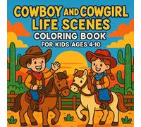 Cowboy and Cowgirl Life Scenes Coloring Book for Kids Ages 4-10: Easy-to-Color Cartoon Scenes of Cowboys, Cowgirls, Horses, Farms, and Rodeo Fun