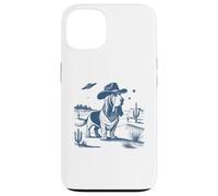 Cowboy Basset Hound UFO Alien Desert Scène Art Coque pour iPhone 13