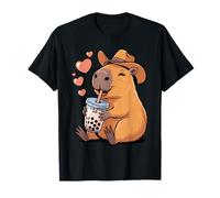 Cowboy capybara buvant du thé bubble boba T-Shirt