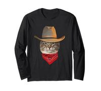 Cowboy Cat Wearing Cowboy Hat Funny Kitten Cats Lovers Manche Longue