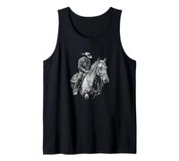 Cowboy Cheval, œuvre d'art emblématique de l'ouest sombre solitaire Débardeur