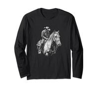 Cowboy Cheval, œuvre d'art emblématique de l'ouest sombre solitaire Manche Longue