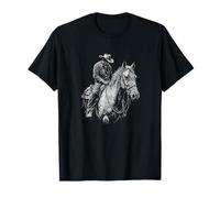 Cowboy Cheval, œuvre d'art emblématique de l'ouest sombre solitaire T-Shirt