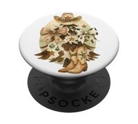 Cowboy Christmas Tree Western Hat & Boots Watercolor PopSockets PopGrip Adhésif