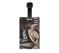 Cowboy Étiquette de bagage amovible pour mallette, sac à dos pour enfants, sacs de sport et sacs de golf Noir 8,4 x 5,3 cm