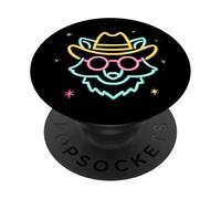 Cowboy Fox Face Lunettes de Soleil Rondes Western Graphic Pink Animal PopSockets PopGrip Adhésif