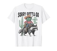 Cowboy Frog Riding Raccoon The Vibes are Off Weird Meme T-Shirt