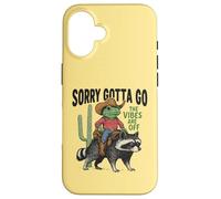 Cowboy-Frog Riding Raton Laveur - Gotta Go, The Vibes are Off Coque pour iPhone 16
