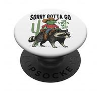 Cowboy-Frog Riding Raton Laveur - Gotta Go, The Vibes are Off PopSockets PopGrip Adhésif