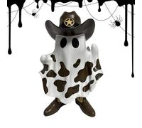 Cowboy Ghost Sculpture - Resin Halloween Statue, Ornement De Collection Effrayant, Figurine De Botte De Chapeau Décoratif | Mantle De Plateau À Plusieurs Niveaux Extérieur pour Cheminée De Table