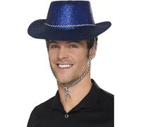Cowboy Glitter Hat, Blue, with Chord