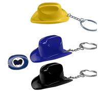 Cowboy Hat Bottle Opener Keychain, Portable 2-in-1 Key Ring Accessory for Parties, BBQ, Bar Decor, Fun Gift Idea (H)
