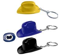 Cowboy Hat Bottle Opener Keychain - Portable Metal Beer Opener, Western Gift for Men & Beer Lovers (Yellow+Black+Blue)