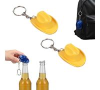 Cowboy Hat Bottle Opener Keychain, Rustic Western Cowboy Hat Bottle Opener Keychain, Portable Bottles Beer Openers Keychains Two in One, for Rodeo, Country, Rustic Party Gifts (Yellow)