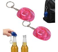 Cowboy Hat Bottle Opener Keychain, Rustic Western Cowboy Hat Bottle Opener Keychain, Portable Bottles Beer Openers Keychains Two in One, for Rodeo, Country, Rustic Party Gifts (Transparent Pink)