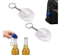 Cowboy Hat Bottle Opener Keychain, Rustic Western Cowboy Hat Bottle Opener Keychain, Portable Bottles Beer Openers Keychains Two in One, for Rodeo, Country, Rustic Party Gifts (White)