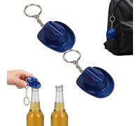Cowboy Hat Bottle Opener Keychain, Rustic Western Cowboy Hat Bottle Opener Keychain, Portable Bottles Beer Openers Keychains Two in One, for Rodeo, Country, Rustic Party Gifts (Blue)