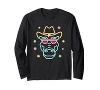 Cowboy Hippo Face Shades Funny Western Graphic Lunettes de Soleil Manche Longue