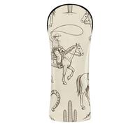 Cowboy Horse Couvre-club de golf avec étiquettes interchangeables pour driver hybride et bois de parcours Beige