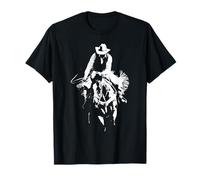 Cowboy Horseback Lasso Silhouette Western Rodéo Cowboy on T-Shirt