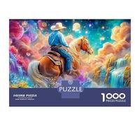 Cowboy Monte à Cheval dans la vallée Cosmique Puzzle De 1000 Pièces Bon Cheval Puzzles Classiques pour Enfants Et Adultes 38x26cm/1000pcs