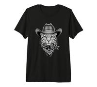 Cowboy Ocelot Chat Sauvage Vintage Western T-Shirt Haut de Gamme
