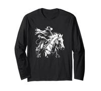Cowboy Outlaw Bandit on Horse Dark Western Style Noir Manche Longue