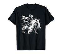 Cowboy Outlaw Bandit on Horse Dark Western Style Noir T-Shirt