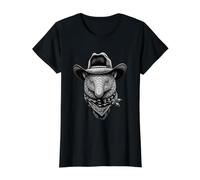Cowboy Pangolin Vintage Western T-Shirt Graphique avec Valeur, Femme, Noir, L