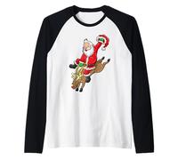 Cowboy Père Noël Renne Rodéo Noël in Texas Xmas Manche Raglan