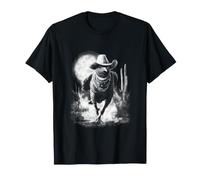 Cowboy Pigeon avec Pleine Lune Cactus du Désert Mignon Oiseau Western T-Shirt
