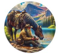 Cowboy Puzzle Rond De 1000 Pièces pour Cowboy Women Bricolage Classiques Parfait Encastrement Qualité Supérieure Impossible' Difficile Entertainment 1000pcs (67.5x67.5cm)