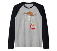 Cowboy Raccoon Holding Jam Funny Country Design Manche Raglan