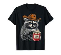 Cowboy Raccoon Holding Jam Funny Country Design T-Shirt