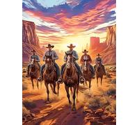 Cowboy Riding Chevaux au coucher du soleil 1000 Pièces Puzzle Expert Confirmé En Carton Épais Sans Déformation Animal sauvage et animal de compagnie Très Difficile Motif Complexe Cadeau Fête Des Pères