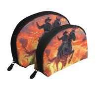 Cowboy Rope, Horse Back, Golden Sunset Printed Makeup Bags 2-Piece Portable Shell Travel Toiletry Bag, blanc, Taille unique