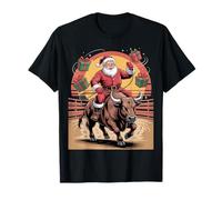 Cowboy Santa Riding Bull Christmas Rodeo Western Style T-Shirt