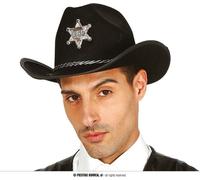 Cowboy Sheriff Chapeau Accessoire Western Carnaval Fête Cowboy Chapeau Shérif Costume Prairie Américaine Far West Costume Aventure Coiffure, Couleur : Noir